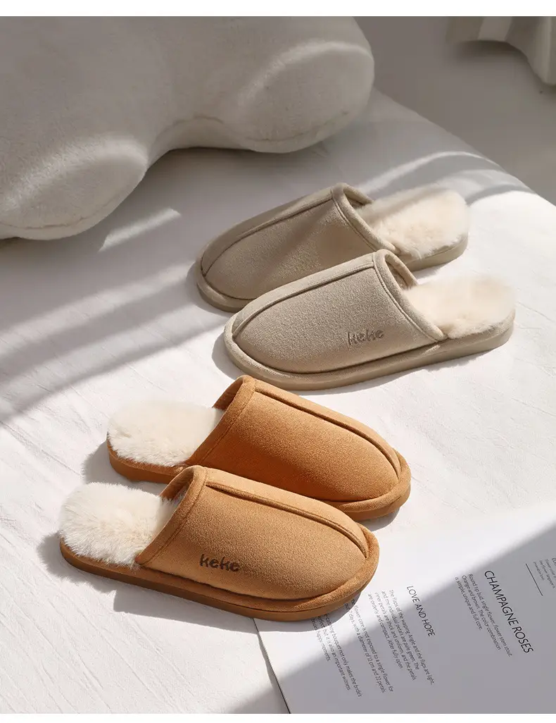 Winter wear non-slip fluffy slippers women step on the excrement feeling cotton slippers thick warm indoor household women's cotton slippers wholesale — feature 13