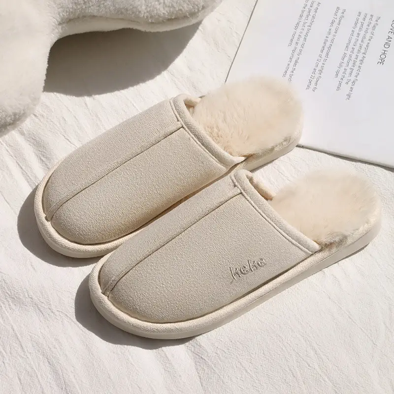 Winter wear non-slip fluffy slippers women step on the excrement feeling cotton slippers thick warm indoor household women's cotton slippers wholesale