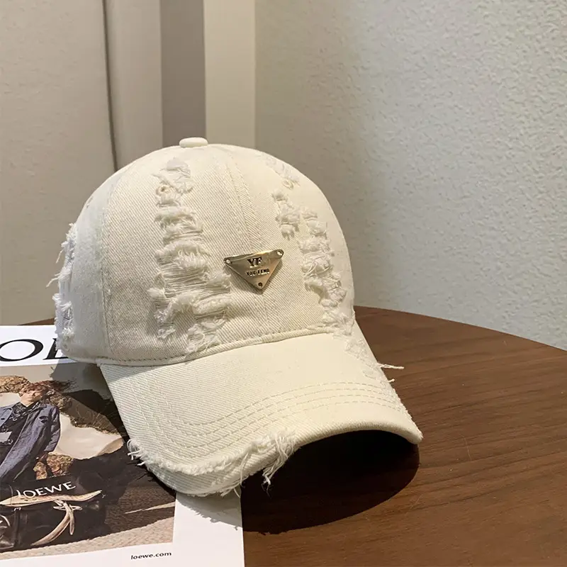 Retro Pink Distressed Baseball Cap Women Wide Brim - Image 7