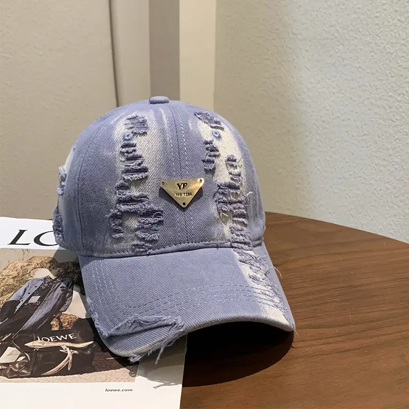 Retro Pink Distressed Baseball Cap Women Wide Brim - Image 8