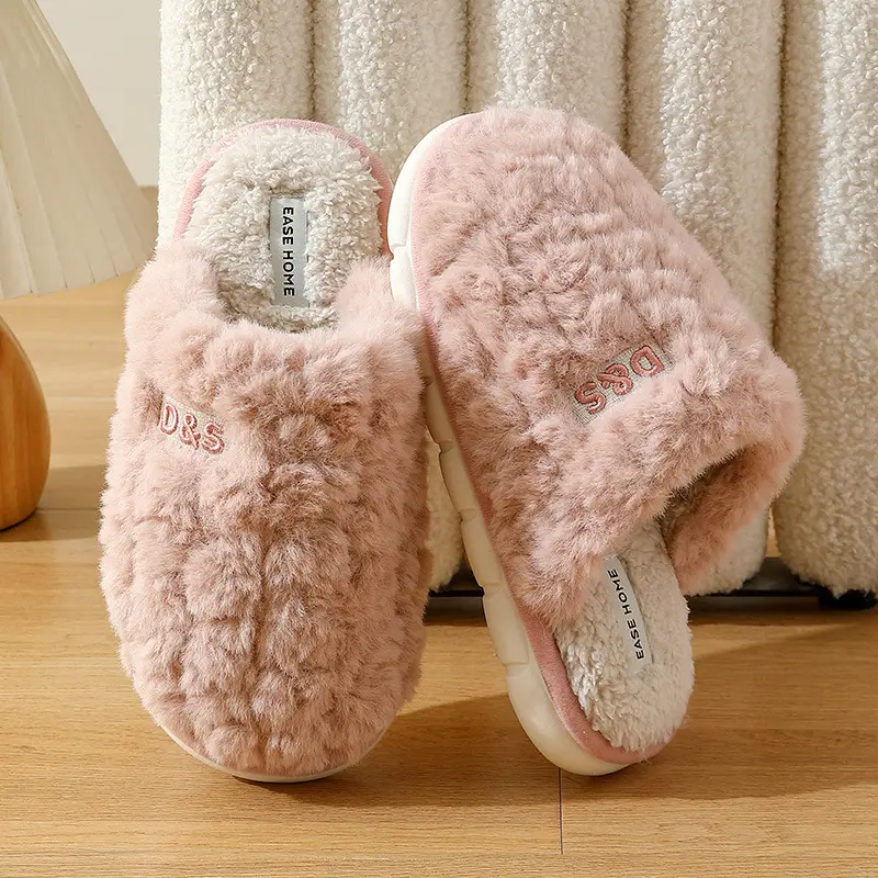 Warm Cotton Slippers for Women in Winter, Large Size Thick-Soled Plush Slippers for Men, Winter Home Use Plush Slippers for Men