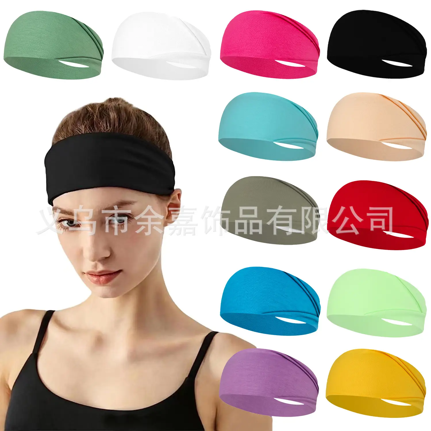 Purple Stretch Cotton Yoga Sweat Headband for Men Women - Image 44