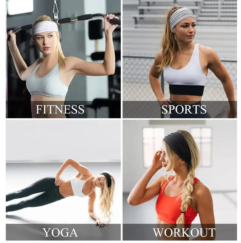 Purple Stretch Cotton Yoga Sweat Headband for Men Women — feature 10