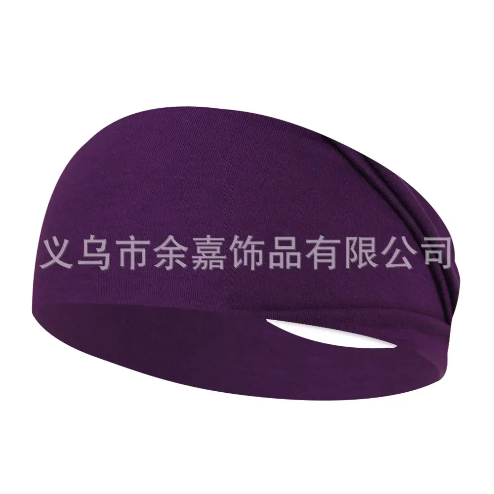 Purple Stretch Cotton Yoga Sweat Headband for Men Women - Image 27