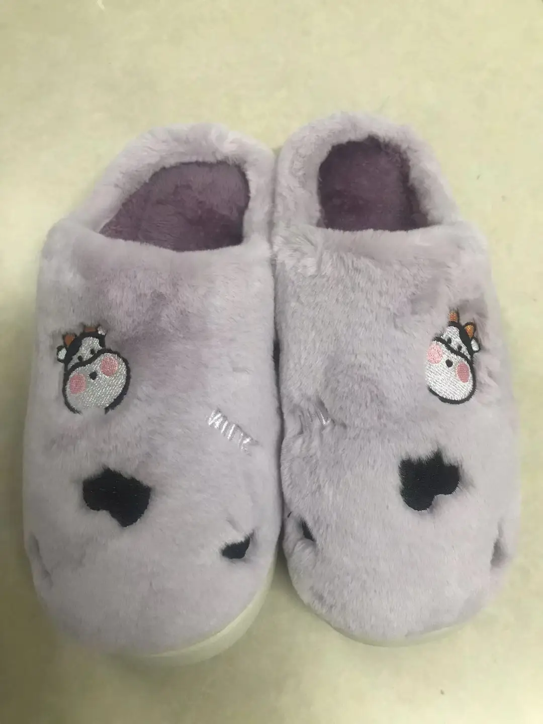 Winter home indoor cotton slippers men's and women's home closed toe fleece-lined thick bottom non-slip thermal plush slippers wholesale