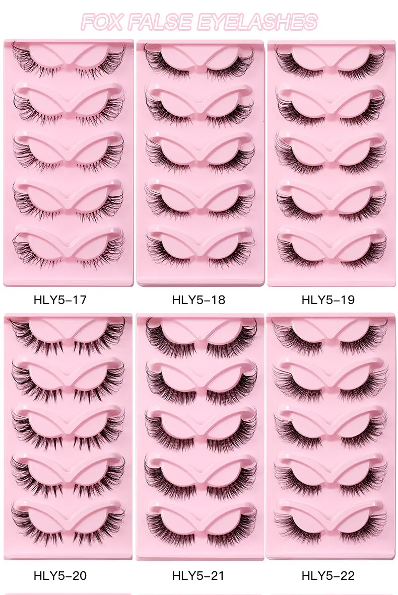 Pink Cross-Border False Eyelashes 5 Pairs Wholesale — feature 1