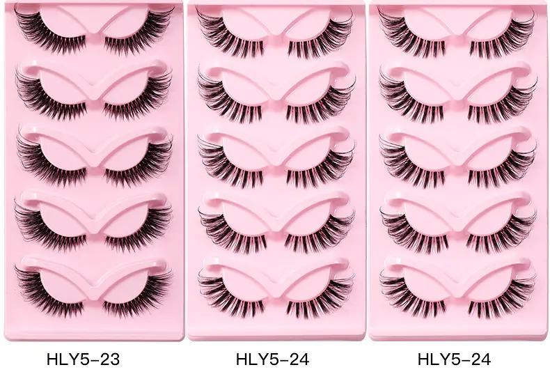Pink Cross-Border False Eyelashes 5 Pairs Wholesale — feature 2