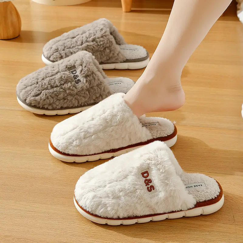 Fleece Lined Women's Slippers Gray Autumn Winter - Image 5