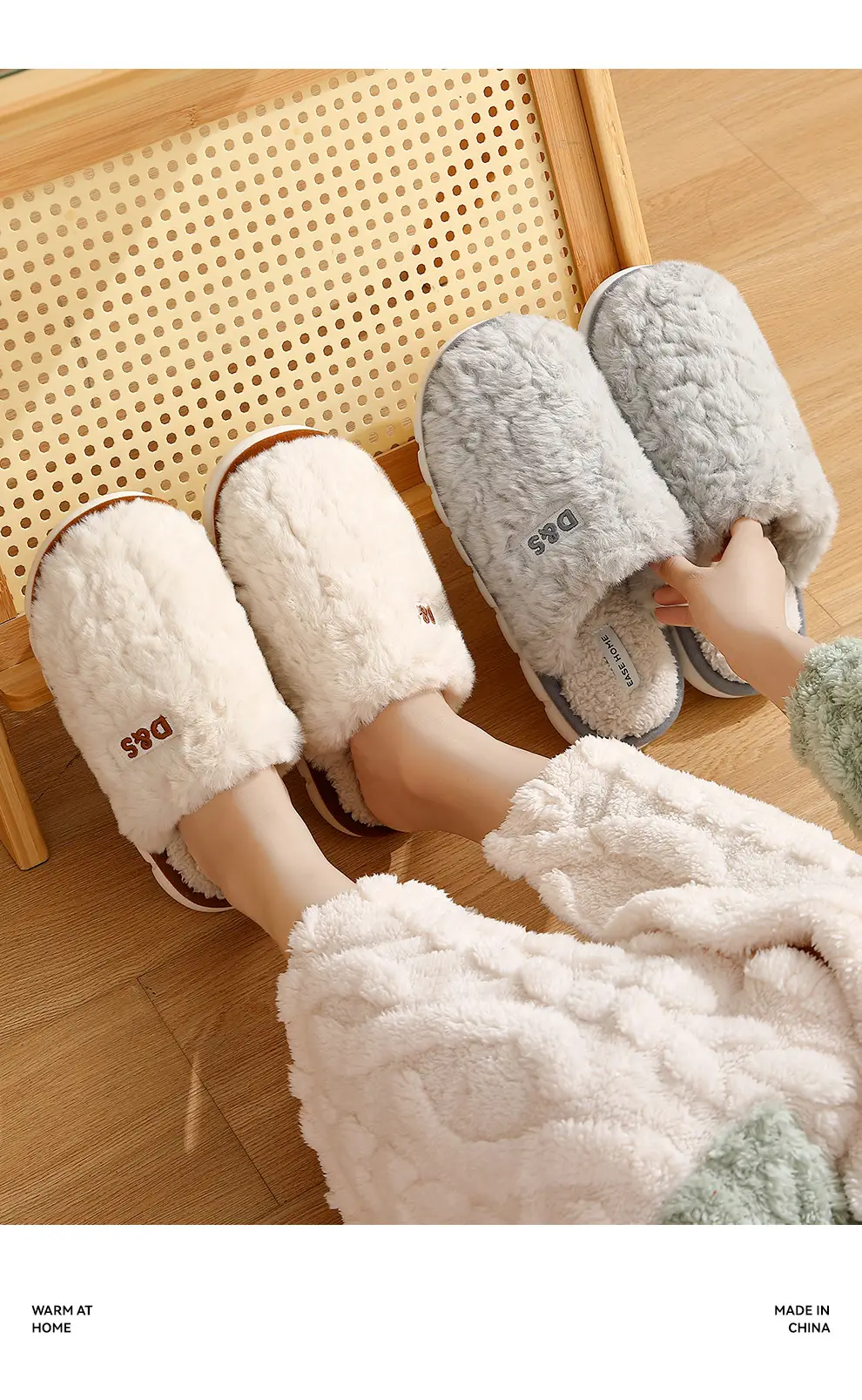 Fleece Lined Women's Slippers Gray Autumn Winter — feature 21