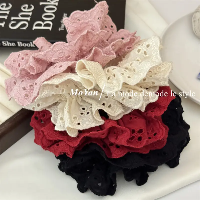 French Lace Hair Ring with Hollow Pattern & Color Options - Image 5