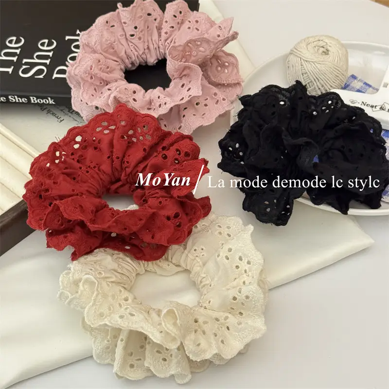 French Lace Hair Ring with Hollow Pattern & Color Options - Image 7