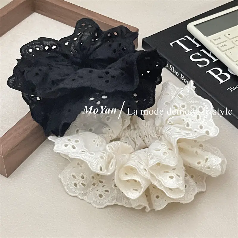 French Lace Hair Ring with Hollow Pattern & Color Options — feature 12