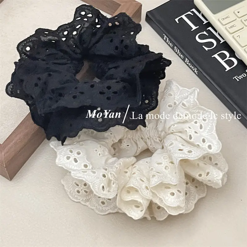 French Lace Hair Ring with Hollow Pattern & Color Options — feature 13