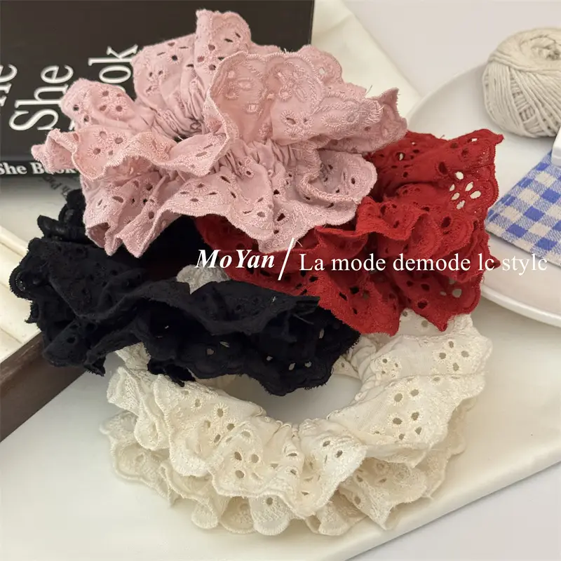 French Lace Hair Ring with Hollow Pattern & Color Options — feature 17