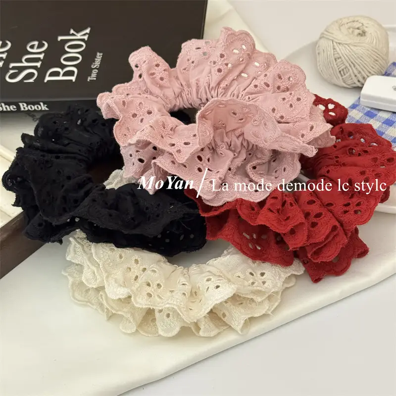 French Lace Hair Ring with Hollow Pattern & Color Options — feature 18