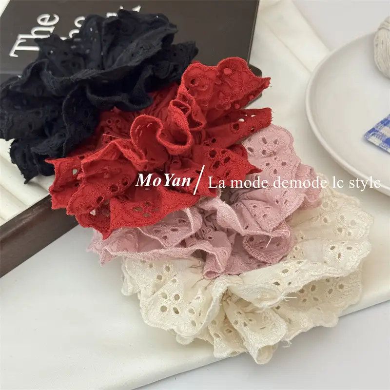 French Lace Hair Ring with Hollow Pattern & Color Options — feature 19