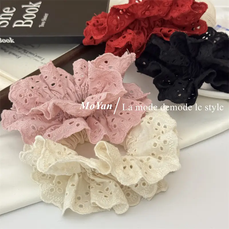 French Lace Hair Ring with Hollow Pattern & Color Options — feature 22