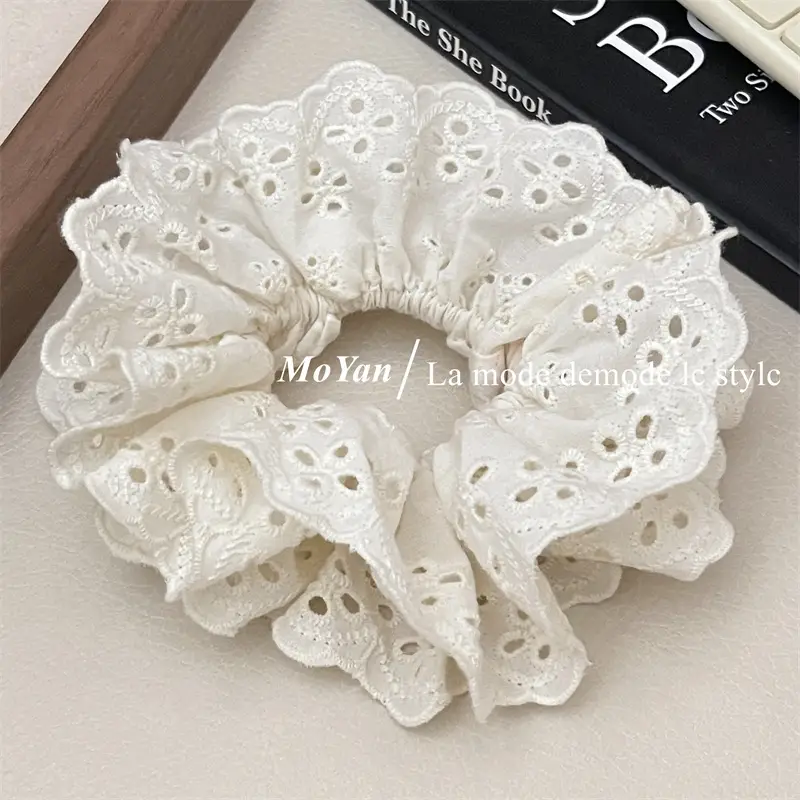French Lace Hair Ring with Hollow Pattern & Color Options — feature 3