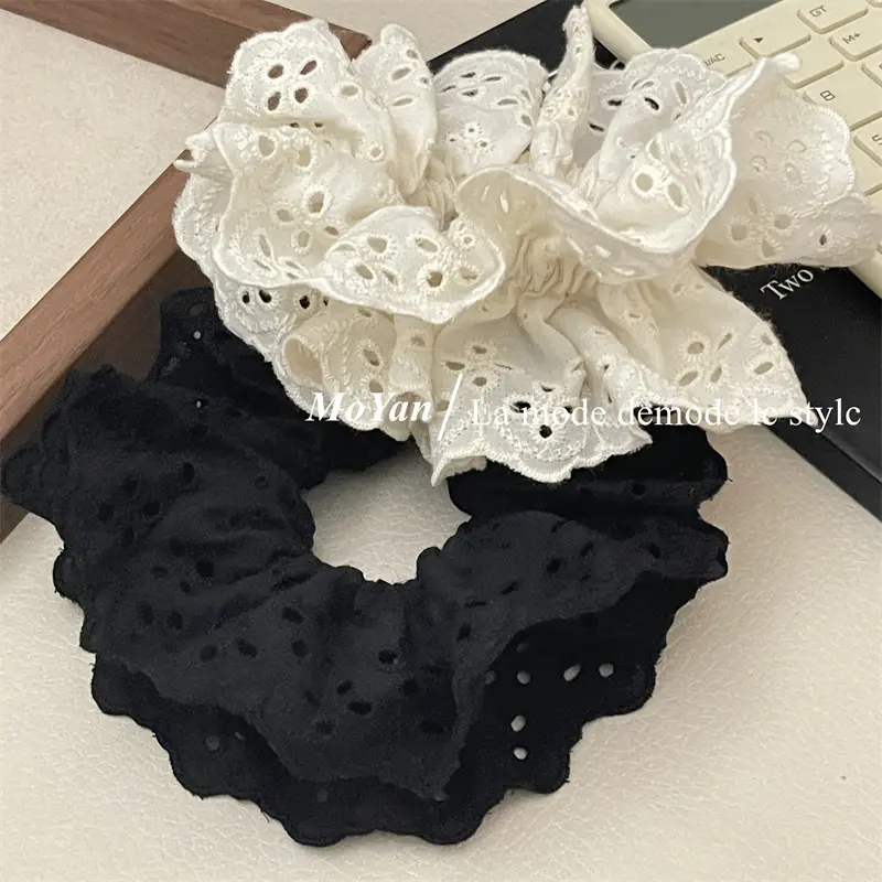 French Lace Hair Ring with Hollow Pattern & Color Options — feature 6
