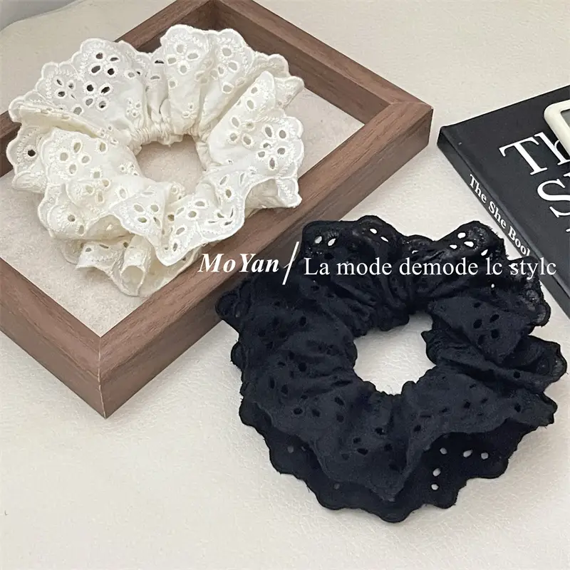 French Lace Hair Ring with Hollow Pattern & Color Options — feature 7