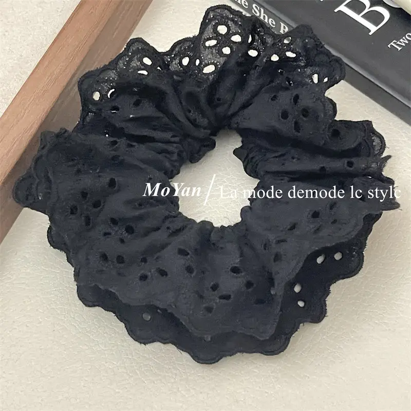 French Lace Hair Ring with Hollow Pattern & Color Options - Image 2
