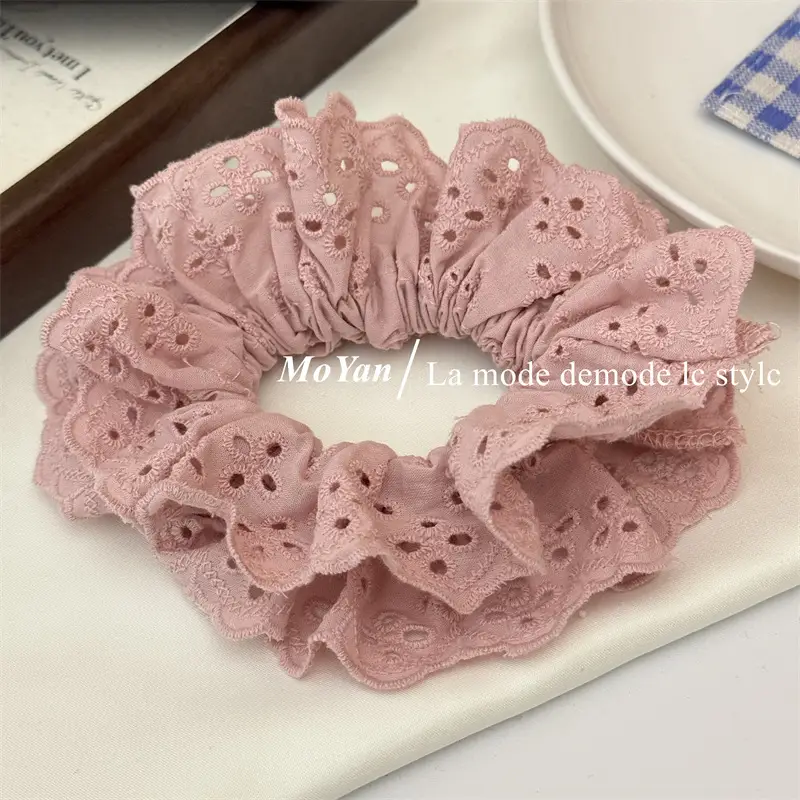 French Lace Hair Ring with Hollow Pattern & Color Options - Image 3