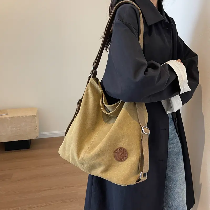 Canvas Shoulder Bag Women Large Capacity Artistic Retro Design - Image 4