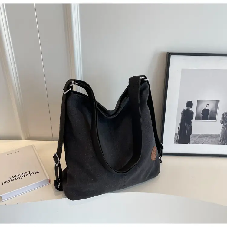 Canvas Shoulder Bag Women Large Capacity Artistic Retro Design — feature 11