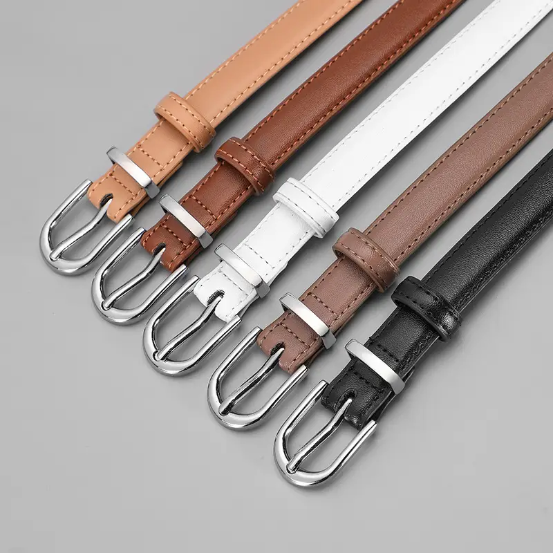 New Women's Black Leather Belt with Pin Buckle - Image 7