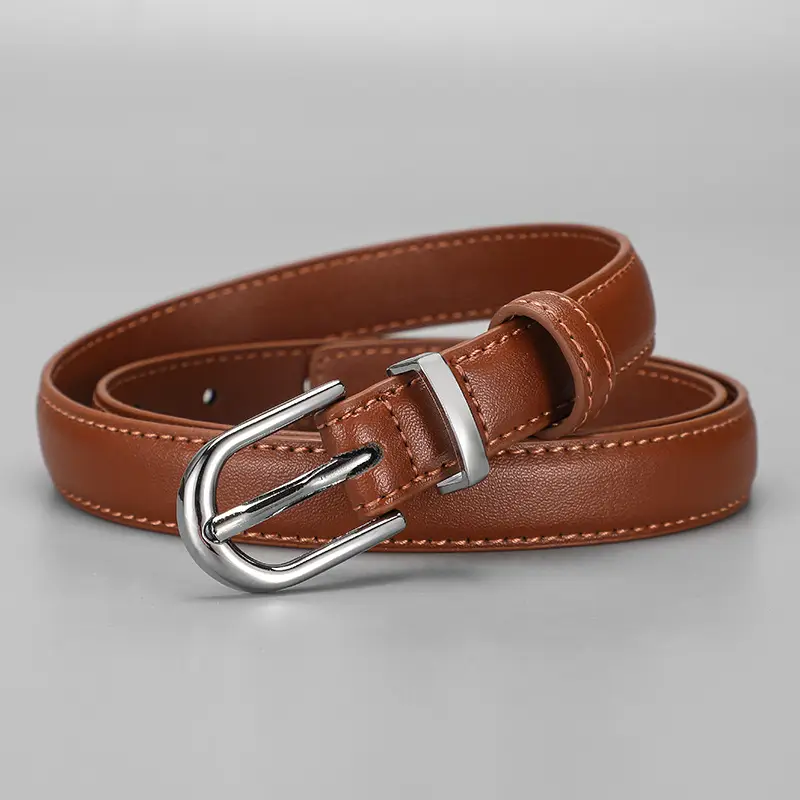 New Women's Black Leather Belt with Pin Buckle - Image 9