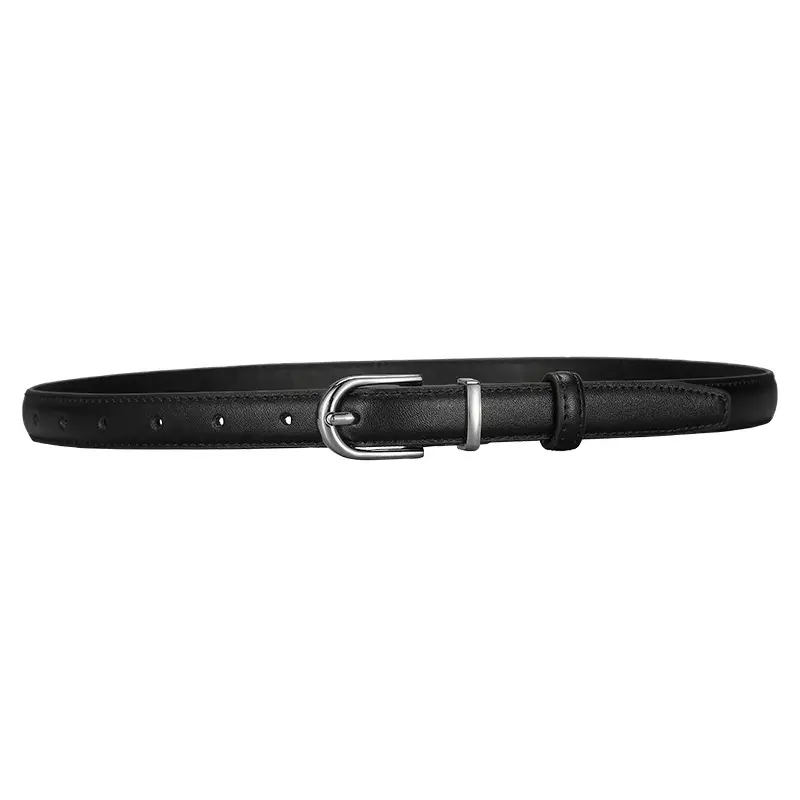 New Women's Black Leather Belt with Pin Buckle - Image 10