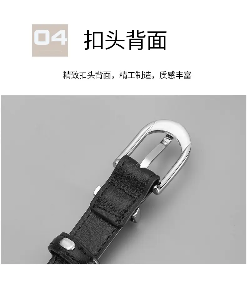 New Women's Black Leather Belt with Pin Buckle β feature 10