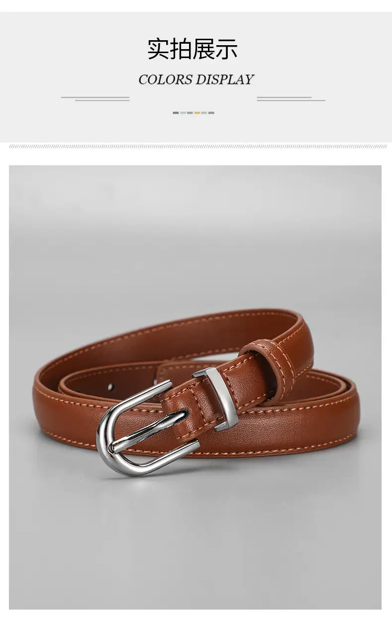 New Women's Black Leather Belt with Pin Buckle β feature 11