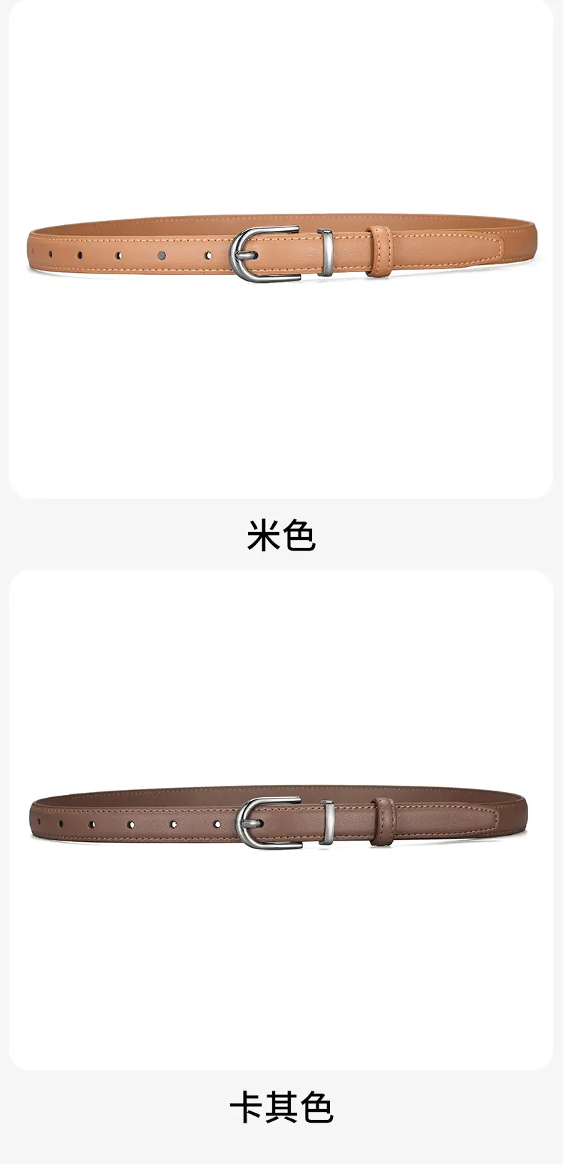 New Women's Black Leather Belt with Pin Buckle β feature 7
