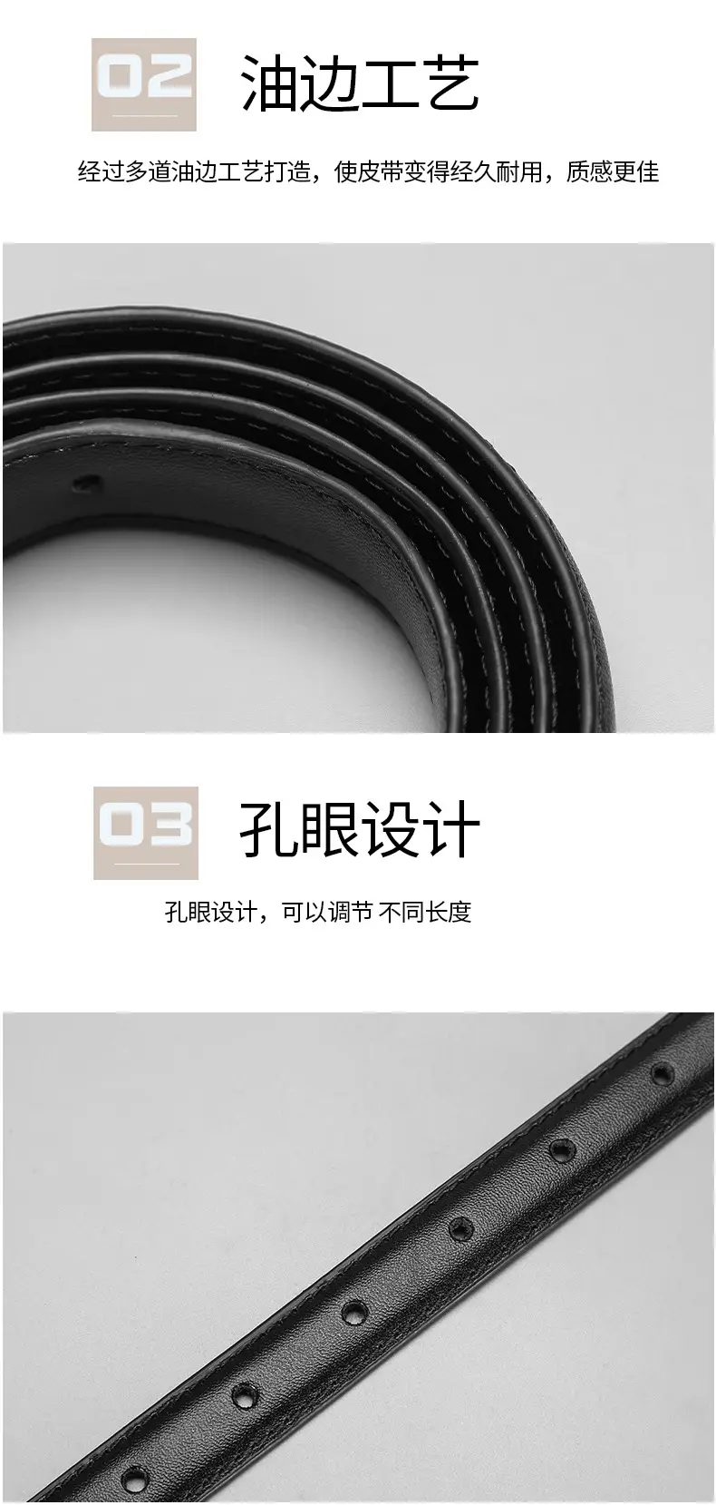 New Women's Black Leather Belt with Pin Buckle β feature 9