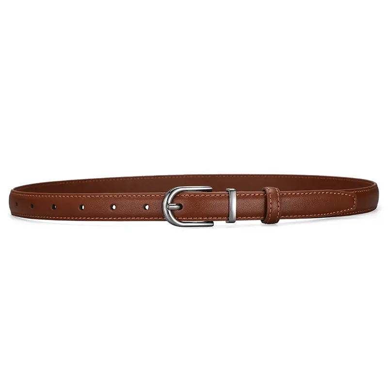 New Women's Black Leather Belt with Pin Buckle - Image 3