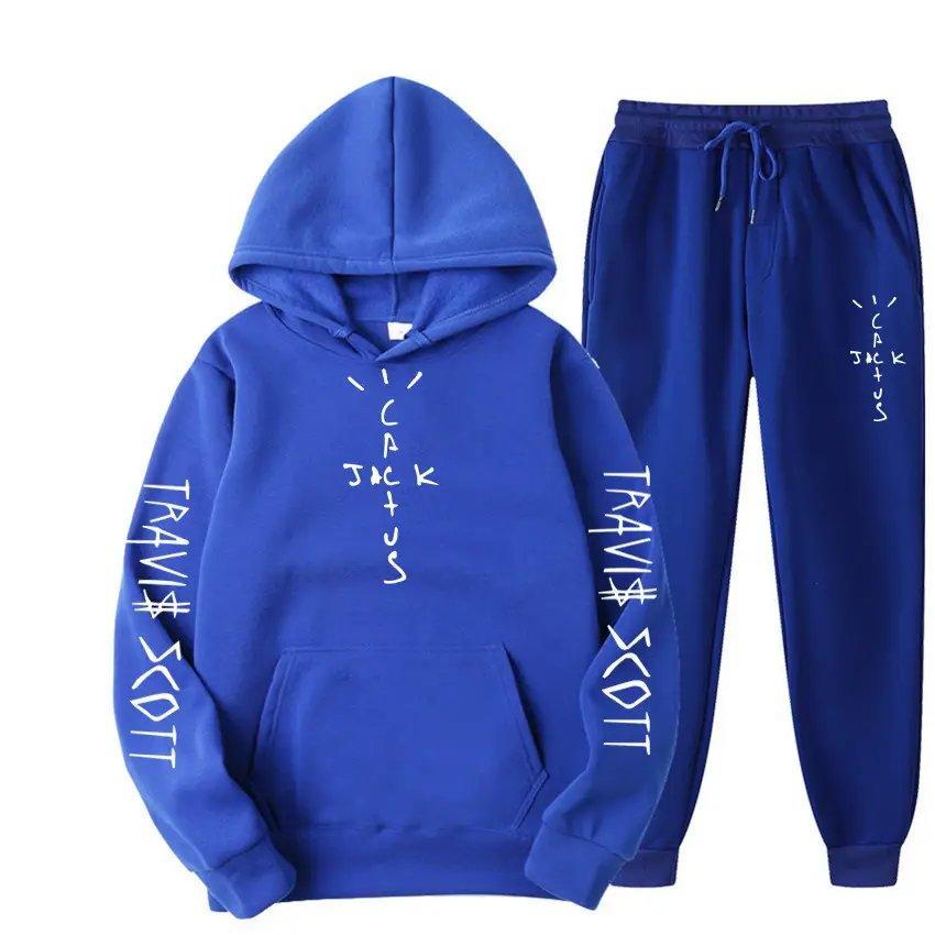 Men's Blue Travis Scott Hoodie Pants Set 230g - Image 5