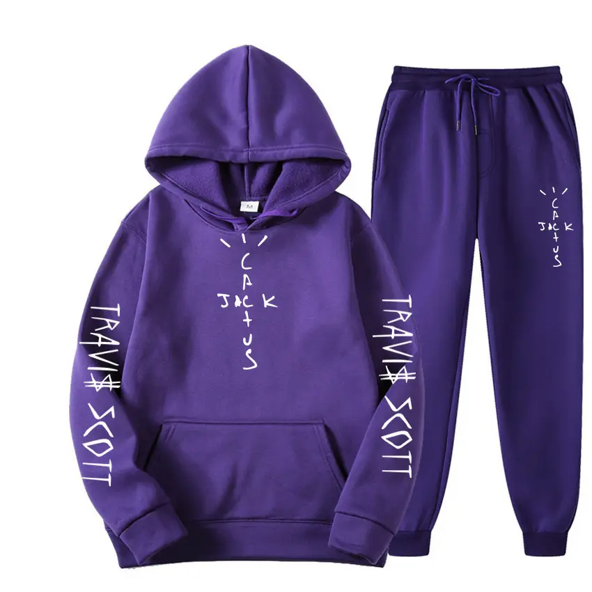 Men's Blue Travis Scott Hoodie Pants Set 230g - Image 7