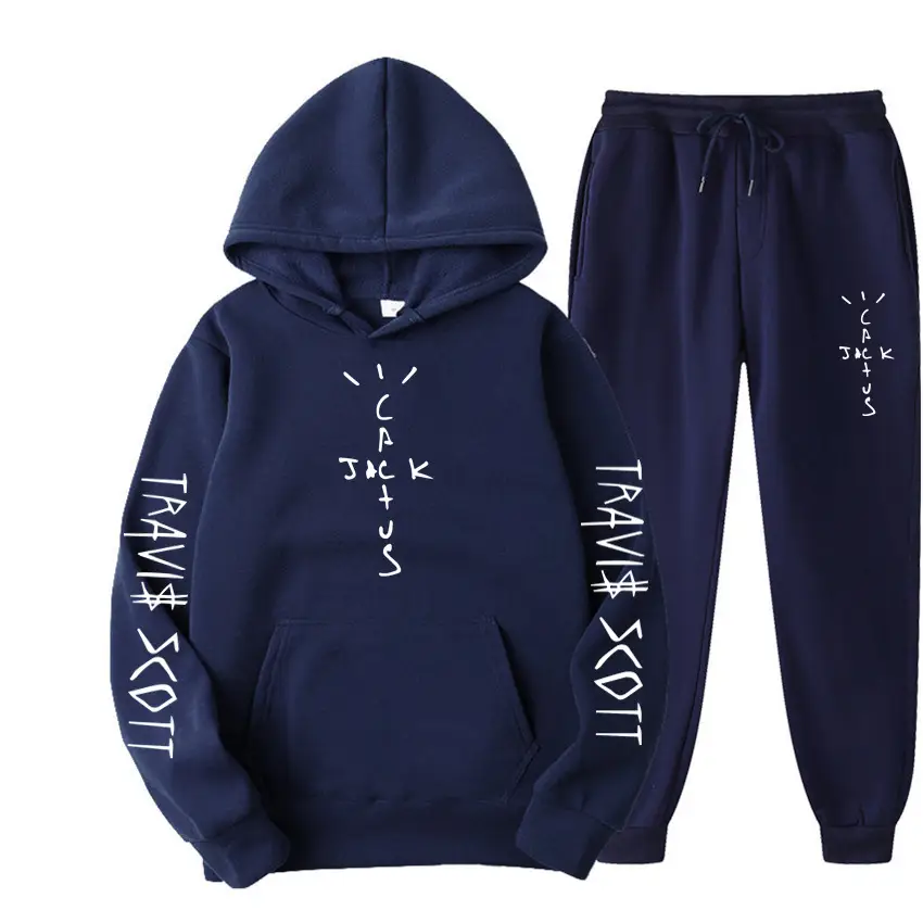 Men's Blue Travis Scott Hoodie Pants Set 230g - Image 9