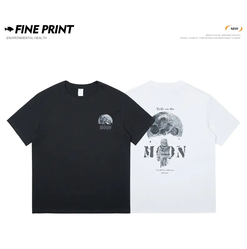 Men's Cartoon Printed Pure Cotton T-Shirt Black — feature 6