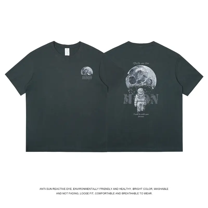 Men's Cartoon Printed Pure Cotton T-Shirt Black - Image 3
