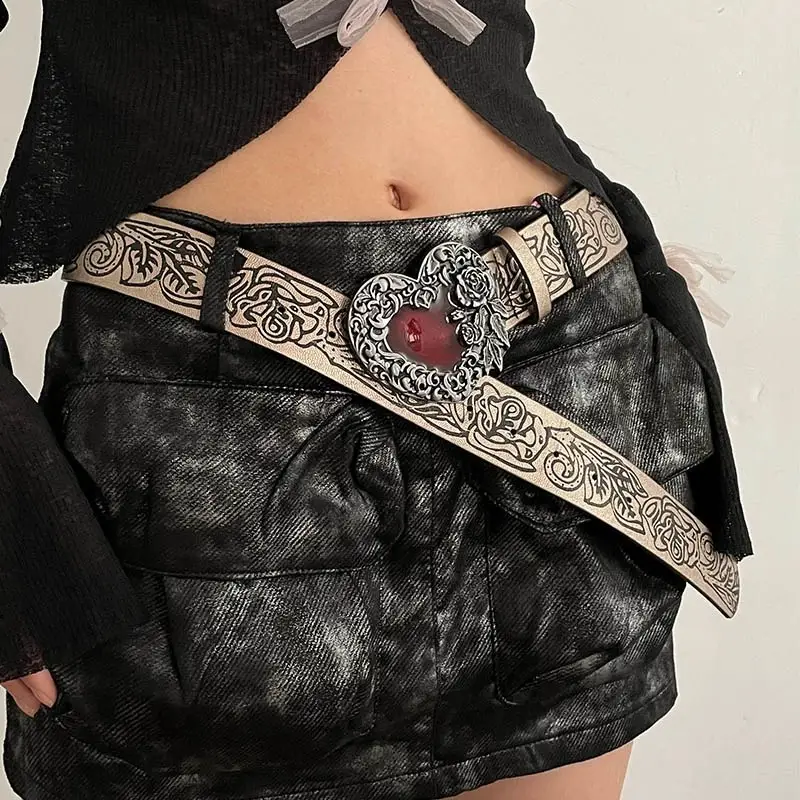 Women Black Velvet Belt with Embroidered Detail - Image 2
