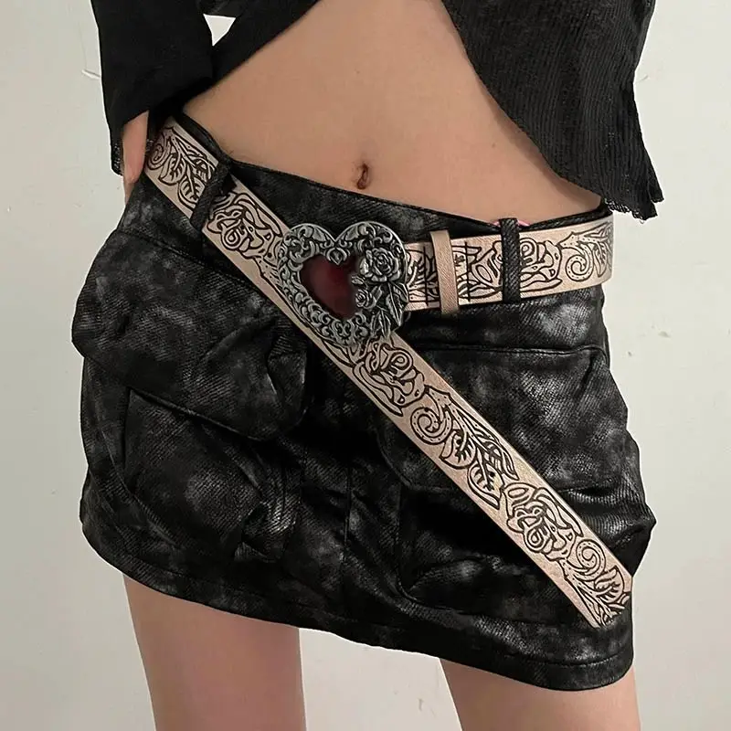 Women Black Velvet Belt with Embroidered Detail - Image 5