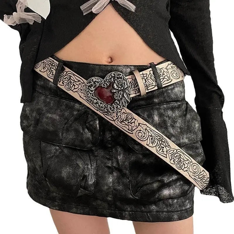 Women Black Velvet Belt with Embroidered Detail - Image 6