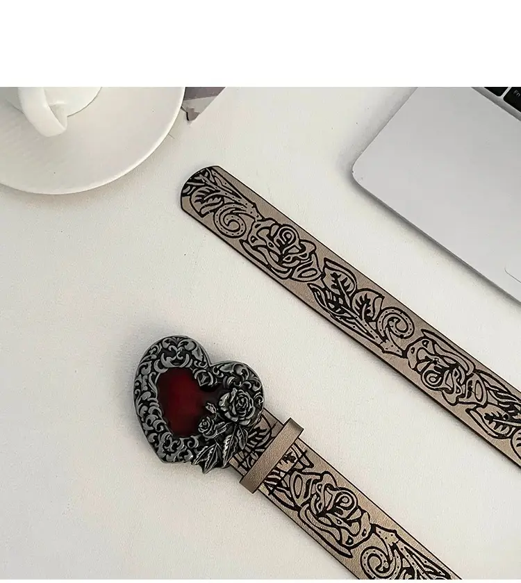 Women Black Velvet Belt with Embroidered Detail β feature 15