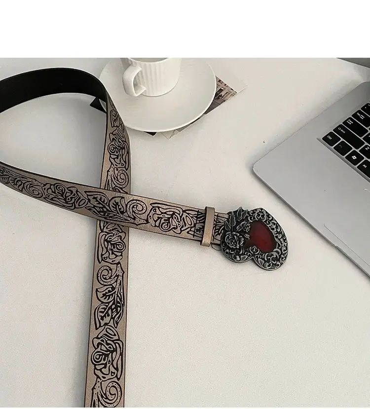 Women Black Velvet Belt with Embroidered Detail β feature 16