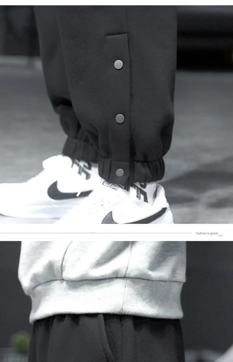 Men Fleece Lined Casual Pants Black Loose Toe Winter — feature 14