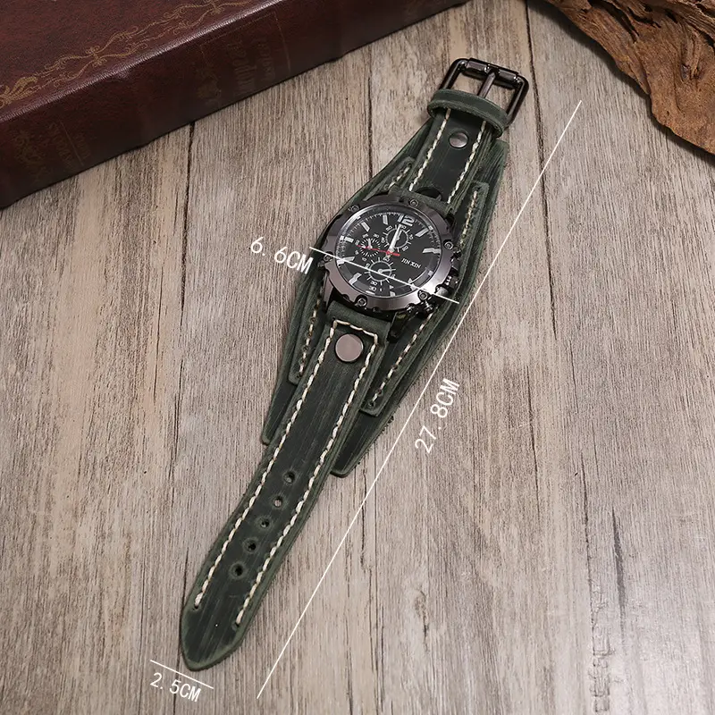 Men's Black Leather Strap Chronograph Watch — feature 14