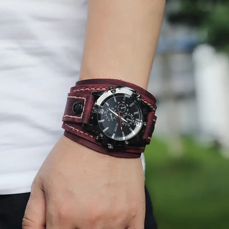 Men's Black Leather Strap Chronograph Watch — feature 15