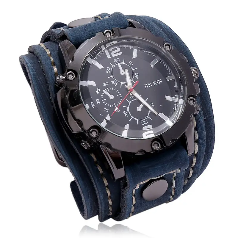Men's Black Leather Strap Chronograph Watch — feature 3
